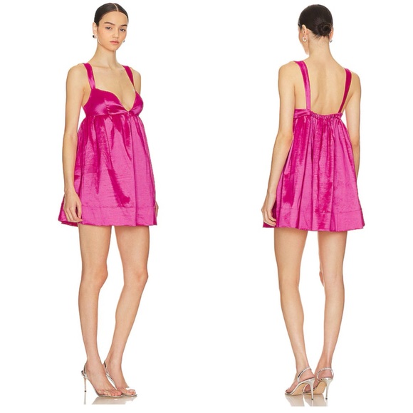 NEW For Love & Lemons Selena Pink Taffeta Mini Dress S / US 2/4 - Picture 1 of 4